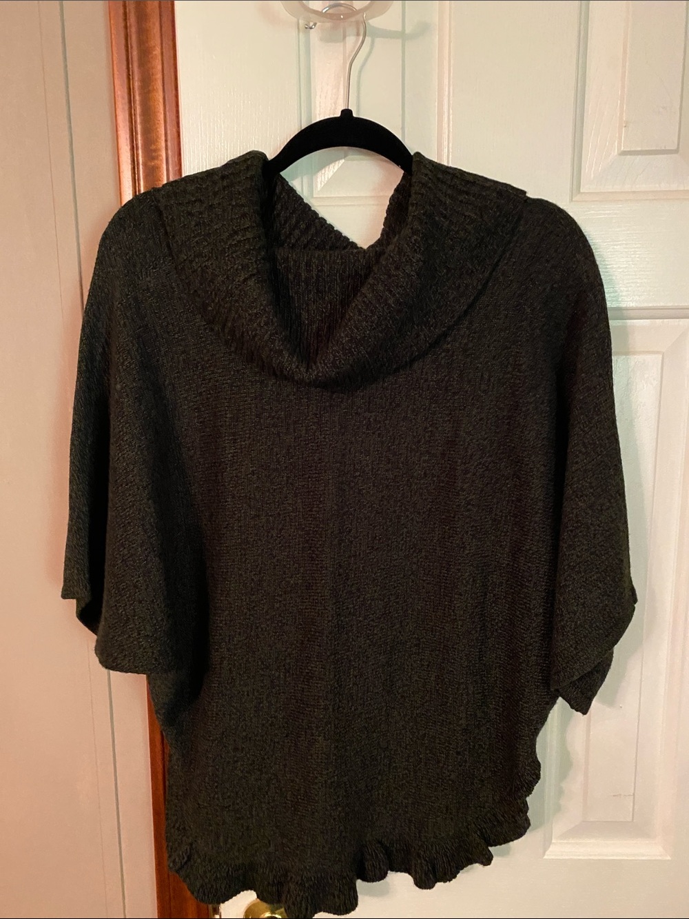 Studio Works Dark Charcoal Cowl Neck Poncho Sweater